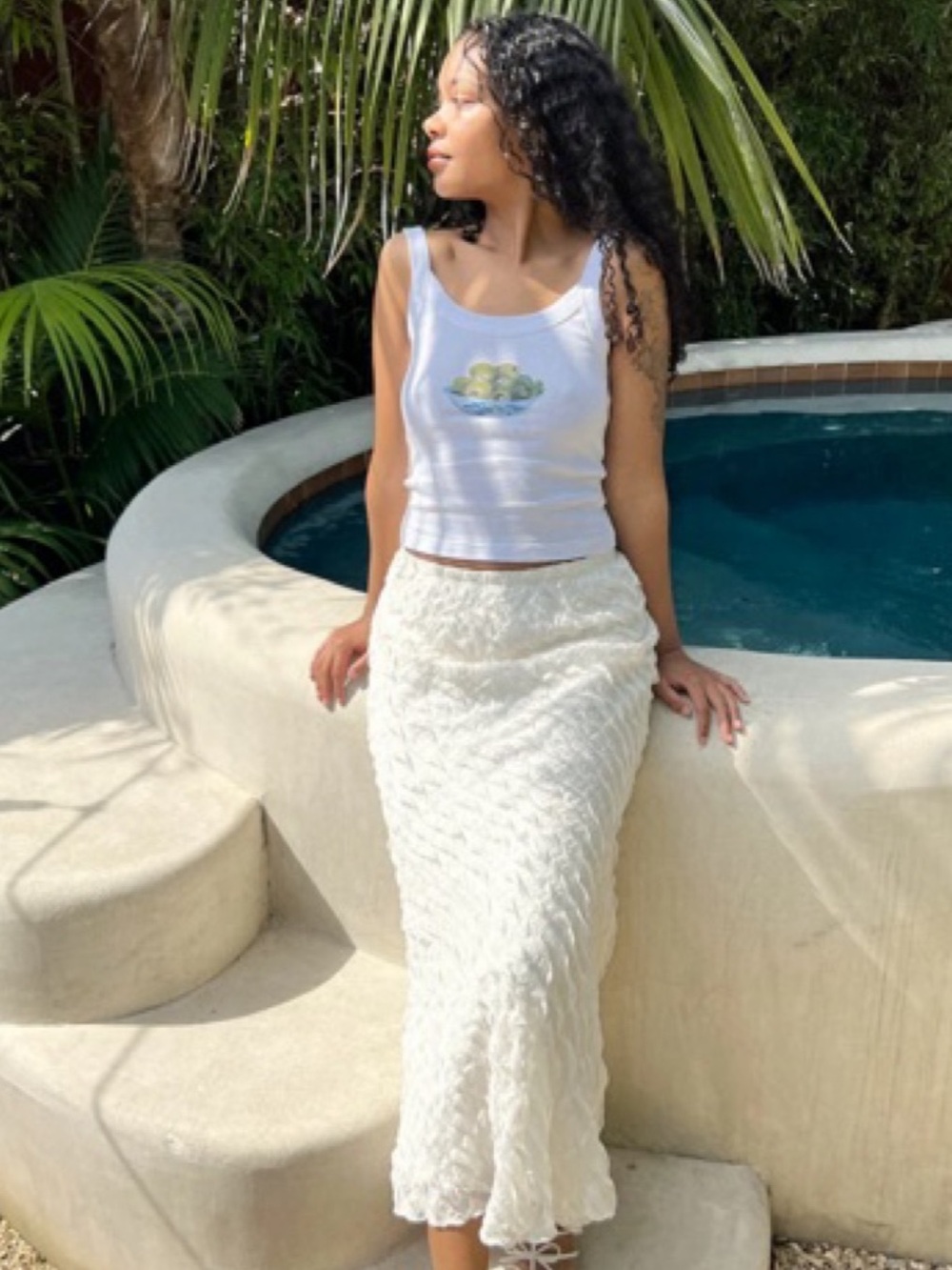 Lisa Says Gah Olive Bowl Graphic Tank Top Medium White Cotton Baby Tee Summer - Picture 4 of 10